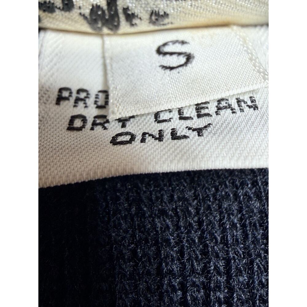 VTG Phyllis Sues Black Knit Cardigan Ruffle Satin Bolero Jacket Sz Sm Tango - Picture 8 of 13